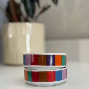 San Remo by Imperial Striped Ceramic Accent Nut Dish Set of 2 - Multi Color